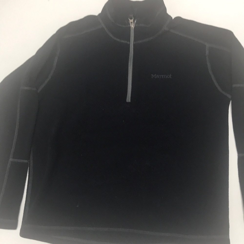 Kids Black Marmot 1/4 zip fleece top, Sz kids XL